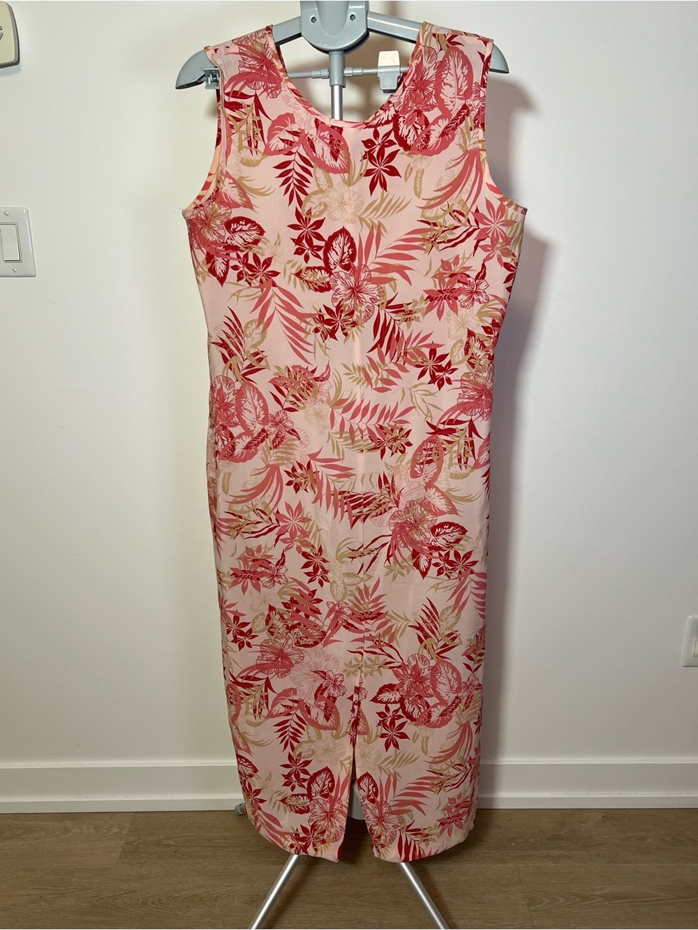 Vintage Tradition Petite Women Sleeveless Pink Floral Summer Tropical Maxi Dress - Picture 2 of 7